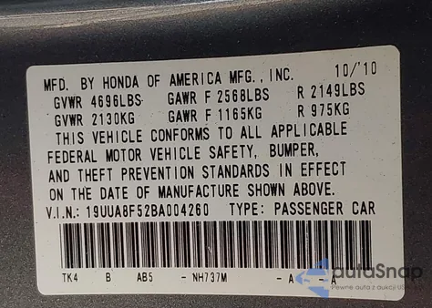 2011 Acura Tl 3.5 from USA, damaged, VIN 19UUA8F52BA004260
